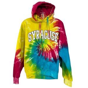 Jon Lauren Syracuse Yellow Pink Blue Tie Die Hoodie Sweatshirt Sz S EUC